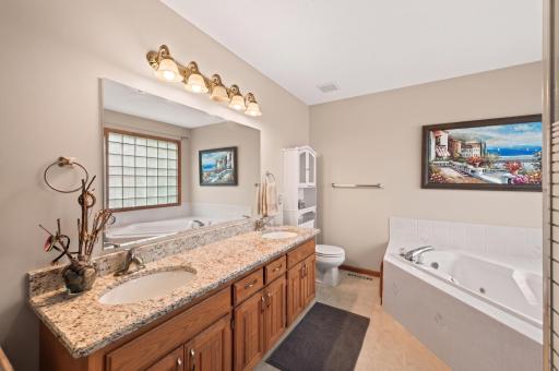 Owner's Private Bath with Dual Sinks and Large Tub