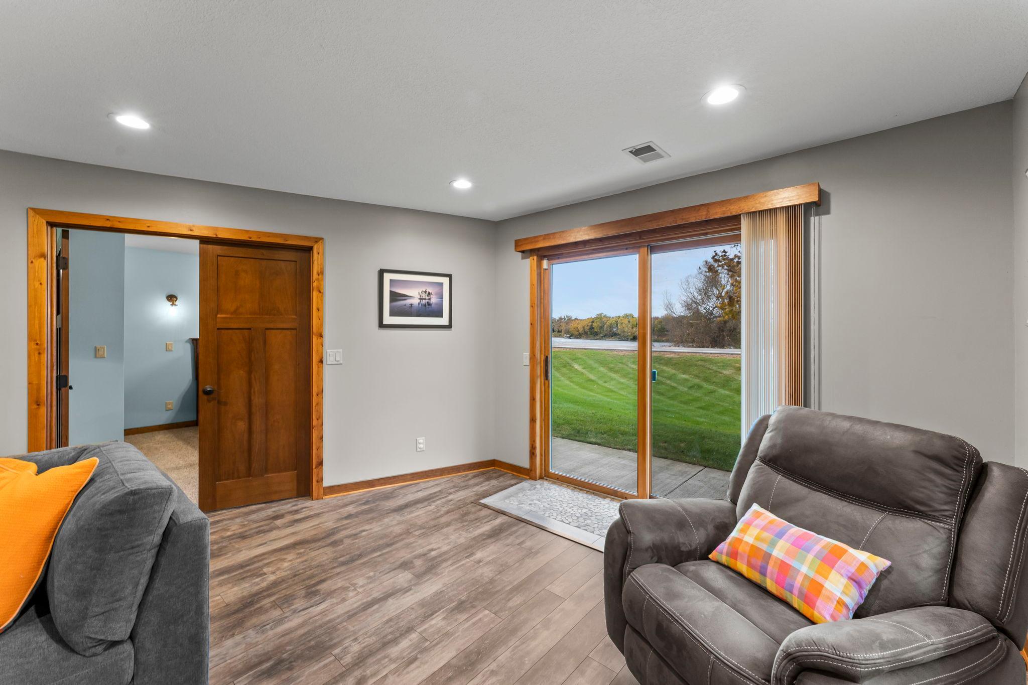 Additional storage is provided through a large closet and under-stair space.
