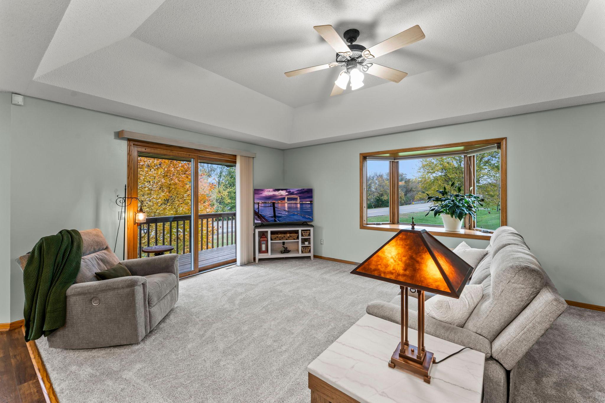 A charming bay window that fills the space with natural light and character.