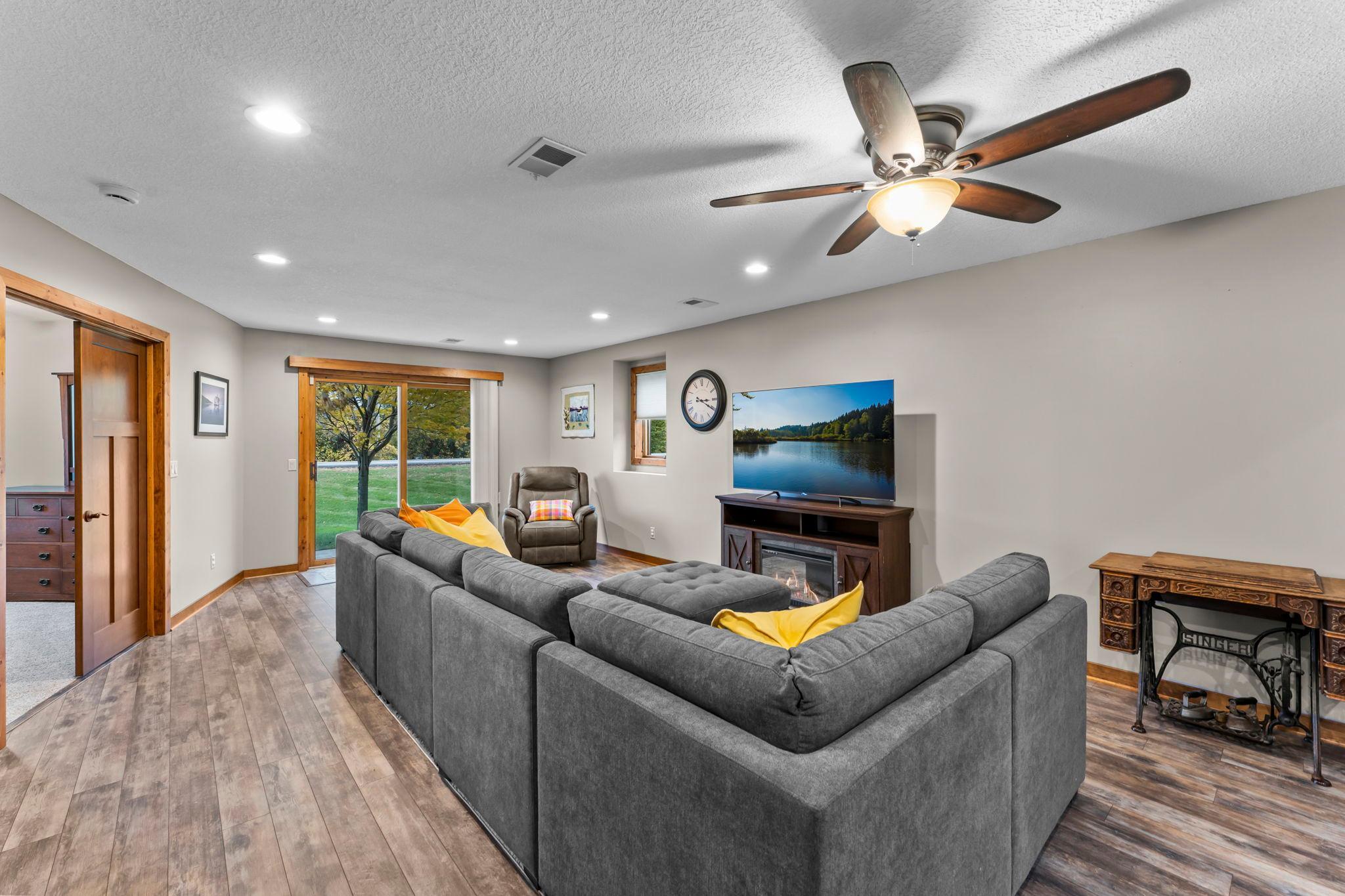 The lower level expands the home’s functionality with a large family room.