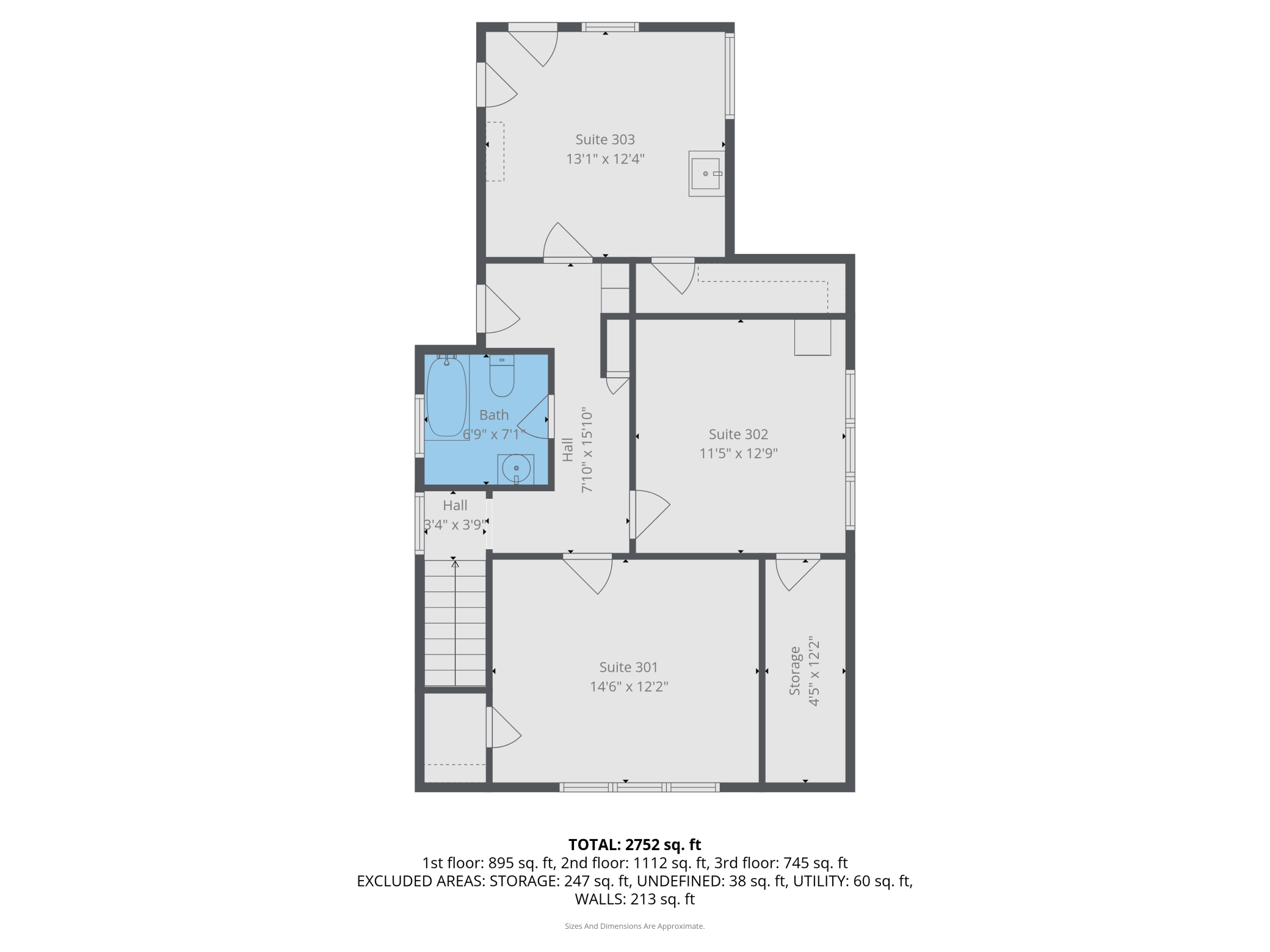 Upper level floor plan