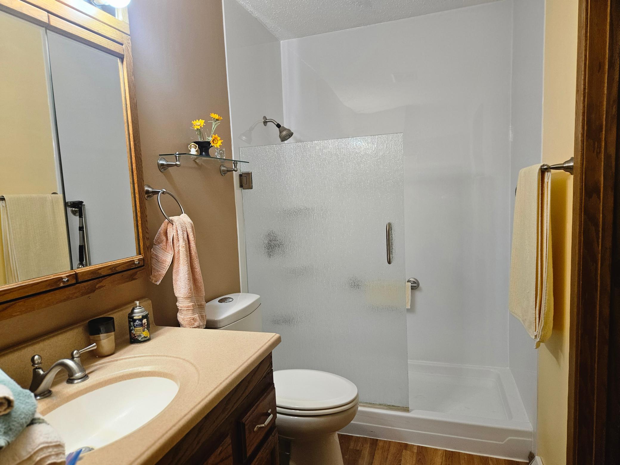 Main floor bathroom with walk-in shower