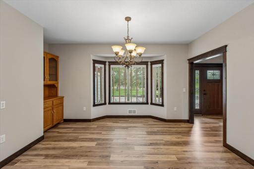 Hutch in formal dining room provides extra storage
