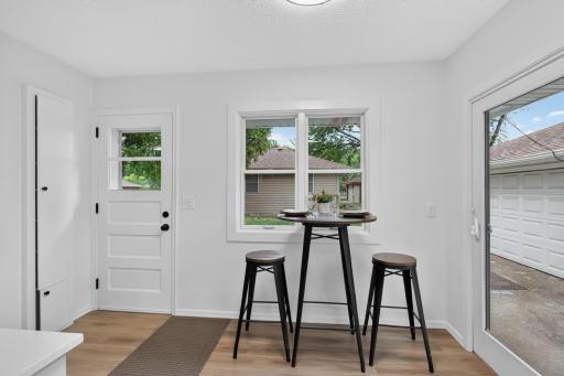 Main level: kitchen with eating nook or could be coffee bar area