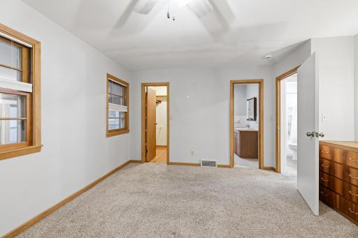 Primary wi closet and bathroom on right
