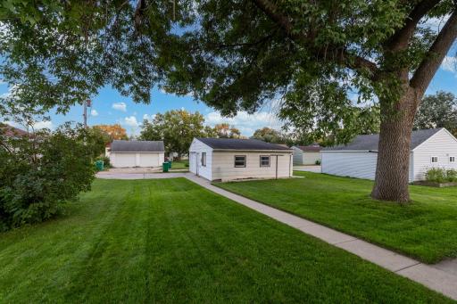 Looking at the alley and garage
