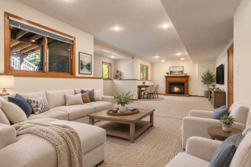 Virtually staged lower level family room - stunning!!