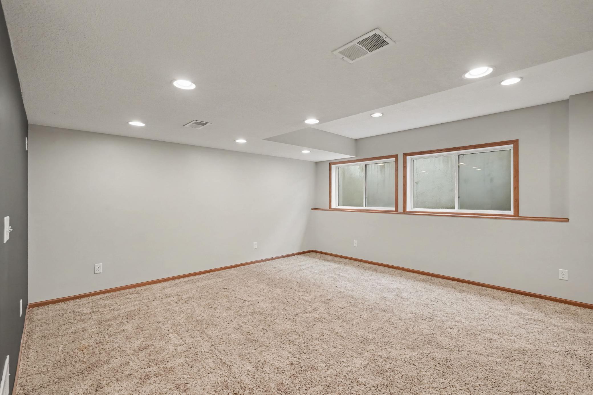 Game Room with egress windows