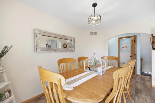 Dining room easily accessible from kitchen and family room