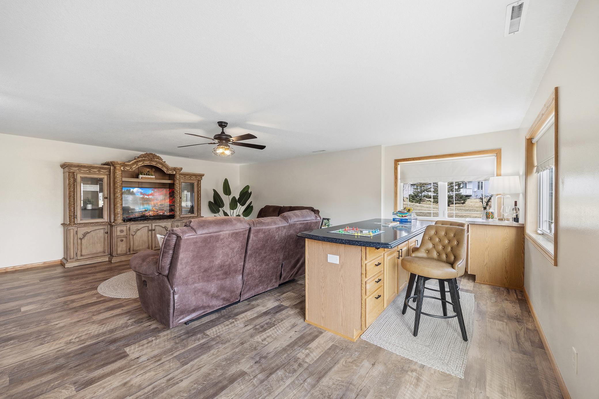 Basement family room with amble space to entertain
