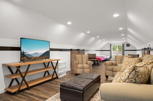 Finished bonus space above the garage, currently enjoyed as a bunkhouse.