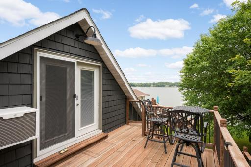Step outside the bunkhouse to your own elevated view of the lake.