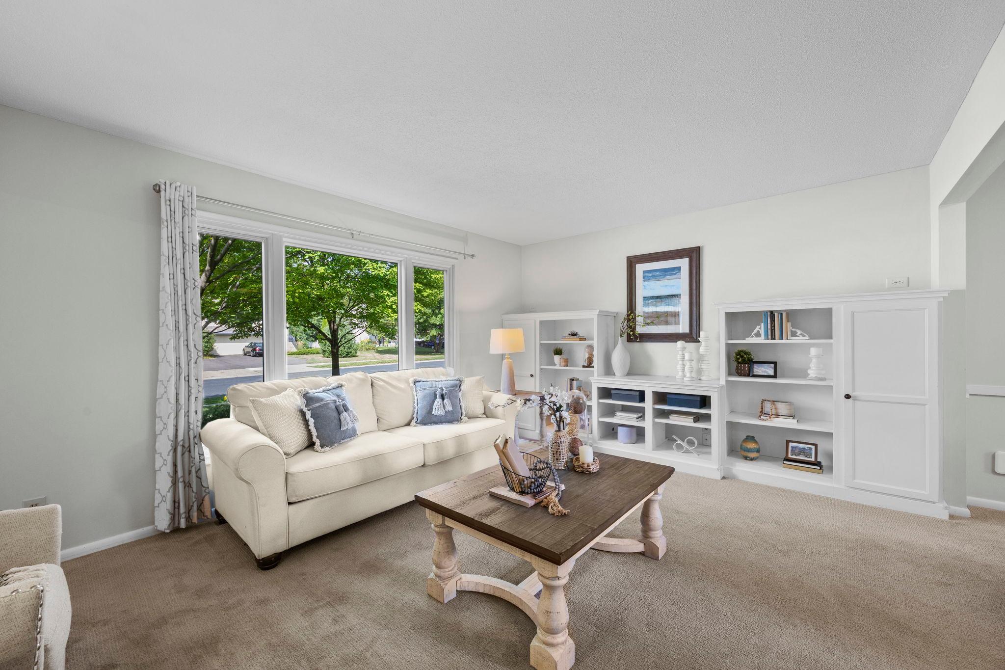 The comfortable living room feels both inviting and well appointed.