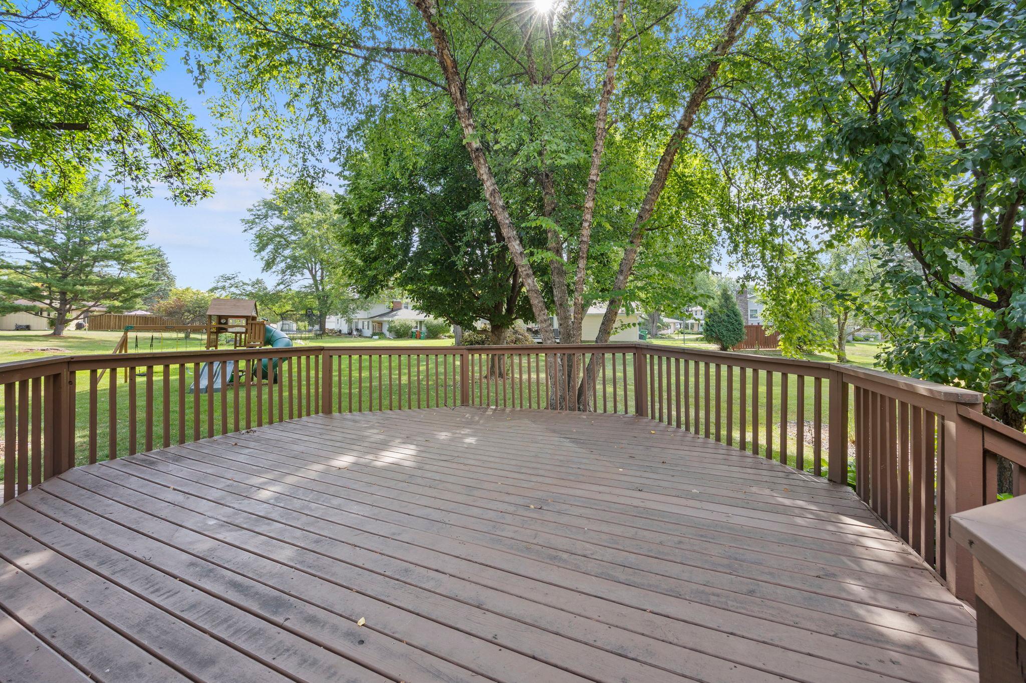 Outside, the backyard becomes an extension of the living space.