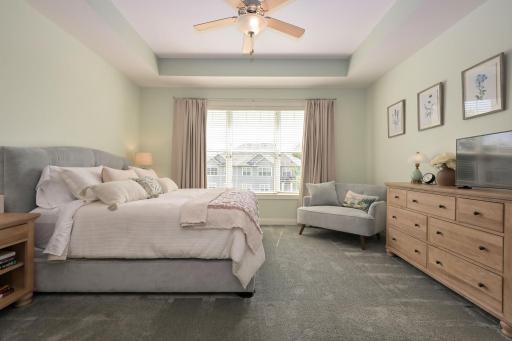 Primary bedroom on main level is spacious and features a 12x10 closet.