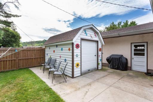 Garden shed for tools and toys.