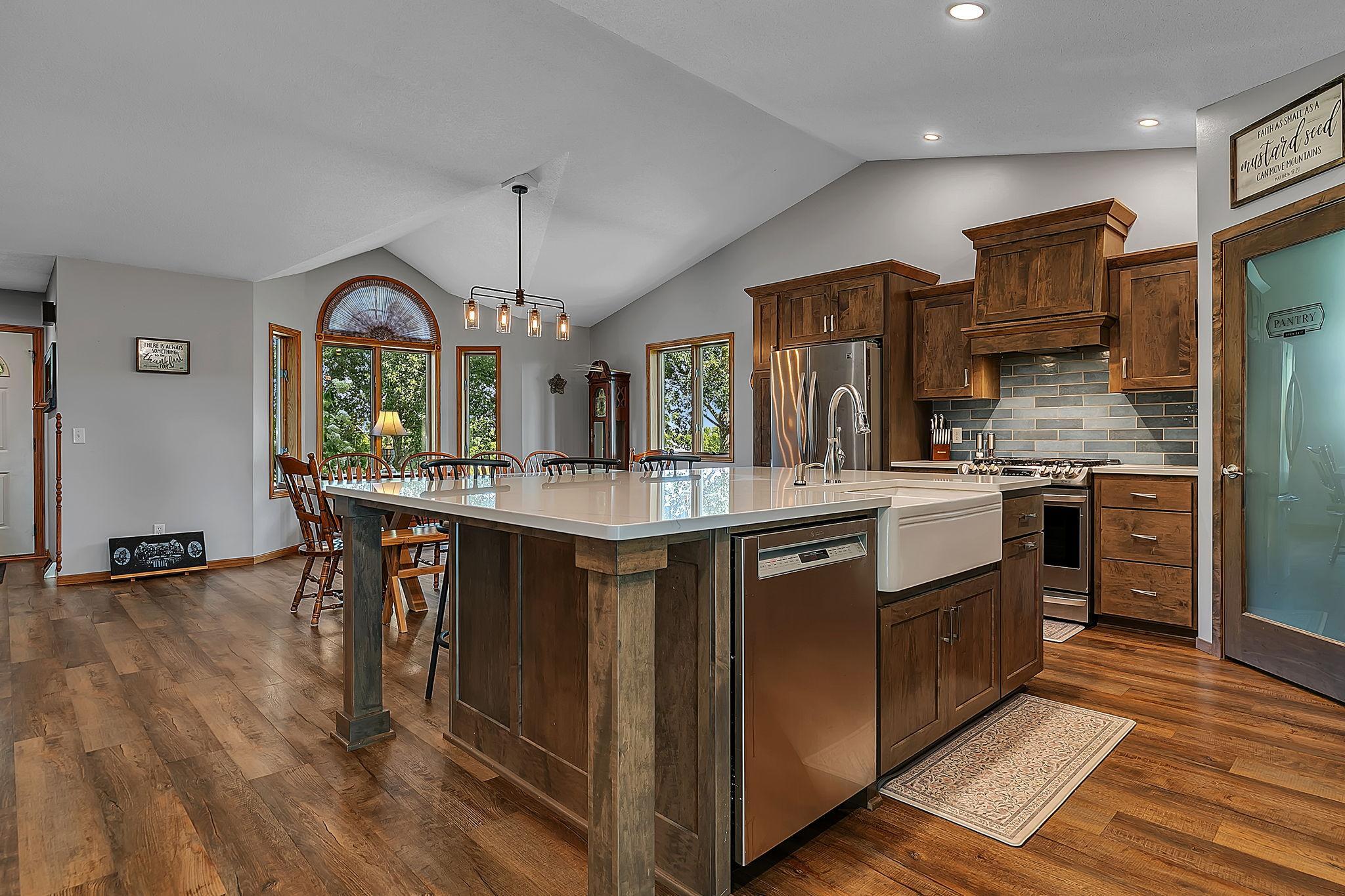 Quartz counter tops and custom maple cabinets