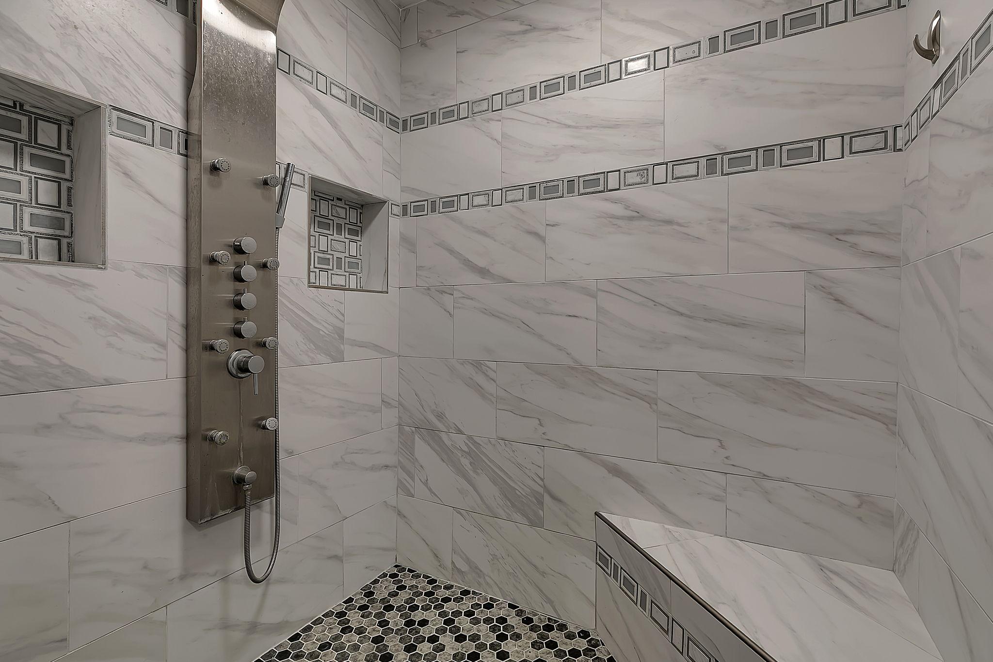A luxurious tile shower