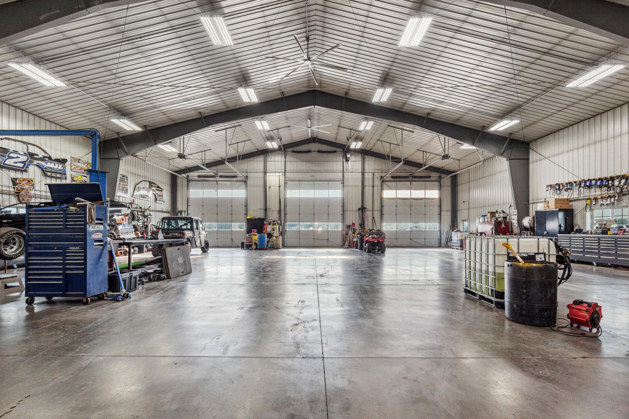 Shop with overhead doors