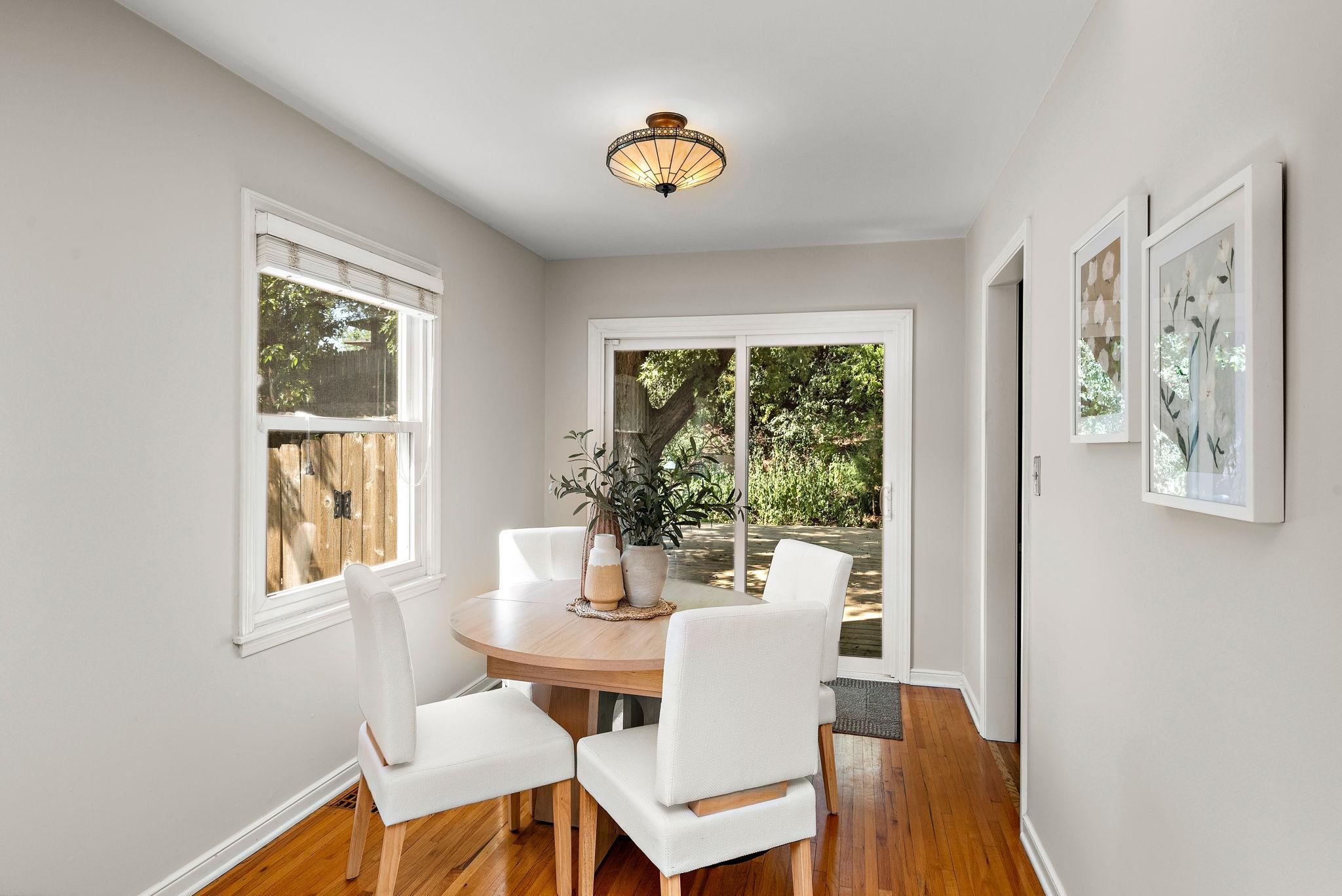 Dedicated dining space and step right out to the back deck!