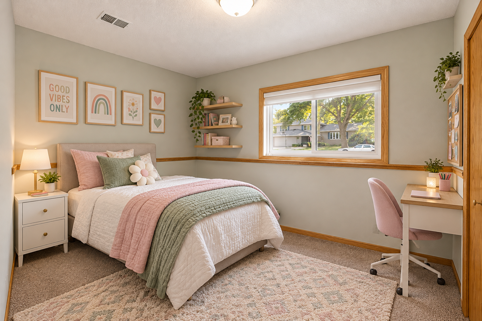 Bright and sunny lower level bedroom #5. Virtually staged for inspiration.