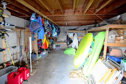 The lakeside boathouse offers tons of storage space for all your lake toys!