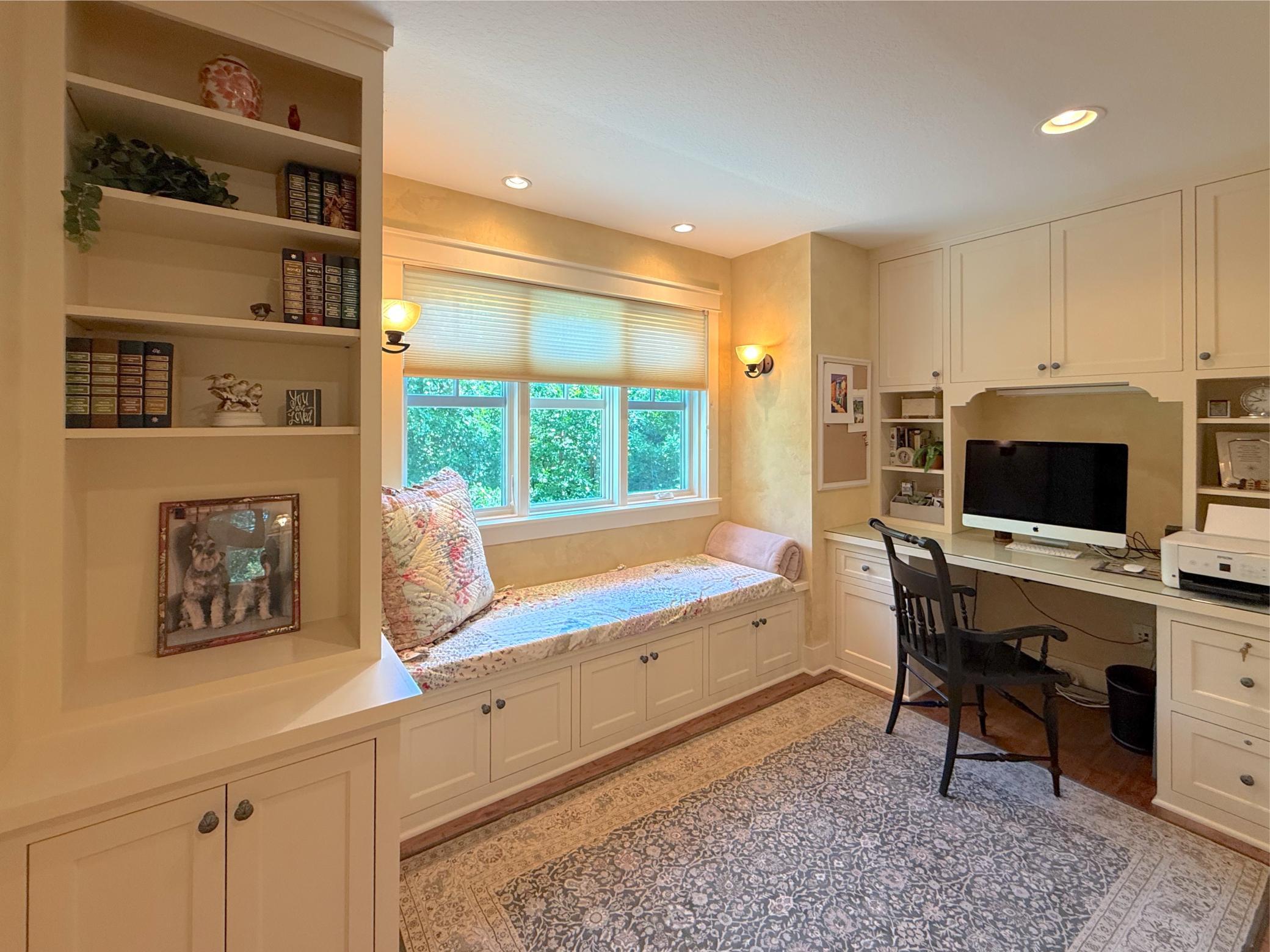 Have a dedicated space to stay organized or work from home with the upper level office complete with a cozy window seat.