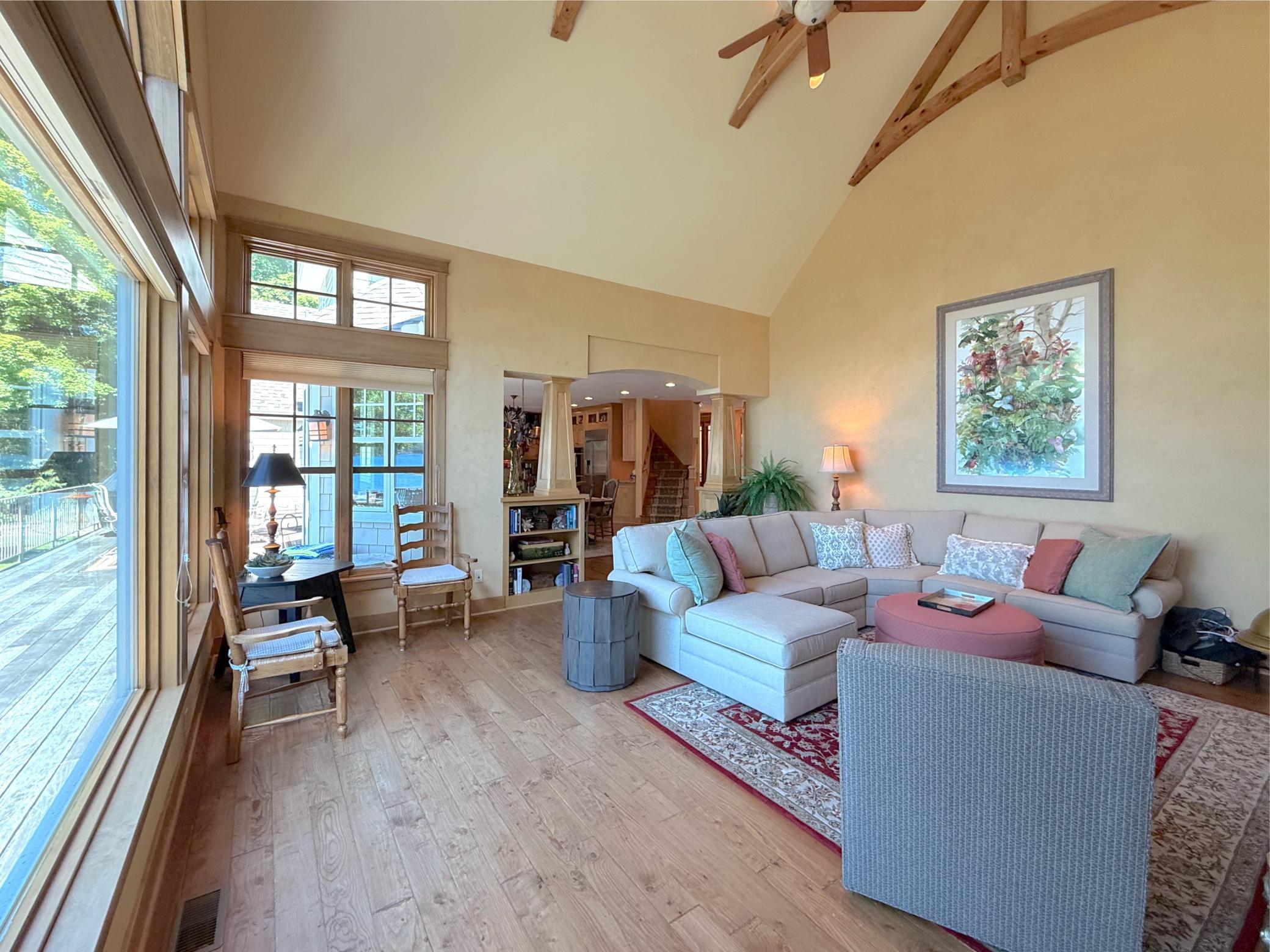 Another view of the living room show how large the space is, great for entertaining large or small groups of friends and family.
