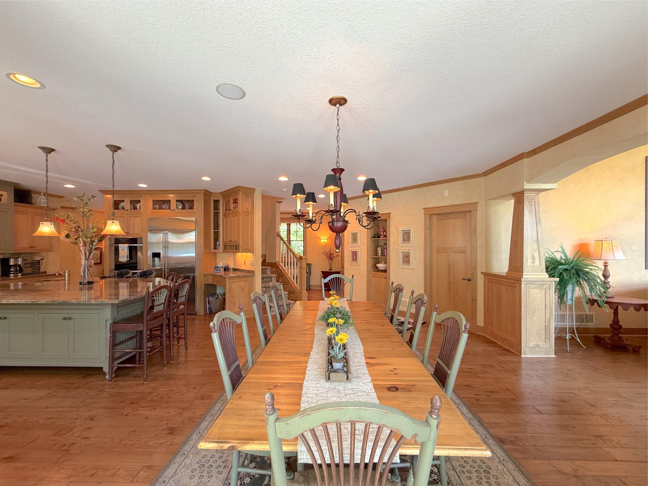 The dining room offers enough space for a large table perfect for a large family or your group of friends stopping by to enjoy the lake.