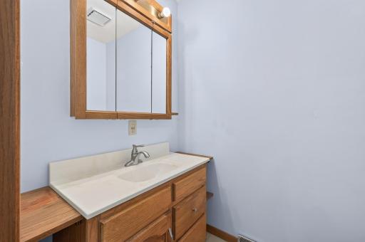 Private 1/2 bathroom in the primary bedroom on the main level with sink and toilet (not pictured).