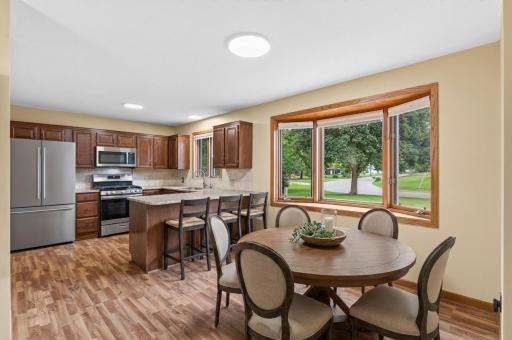 Virtually staged dining room.