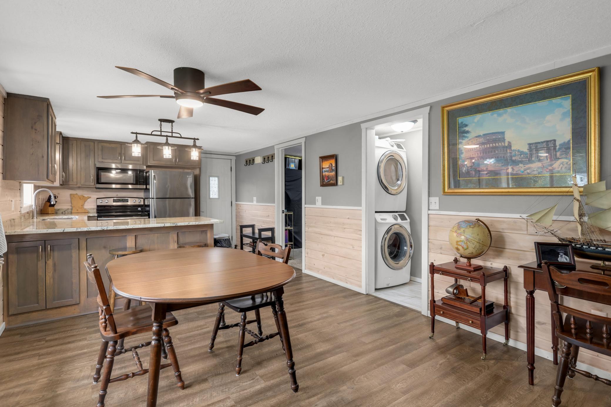 Everything on the main floor, including stacked washer and dryer.