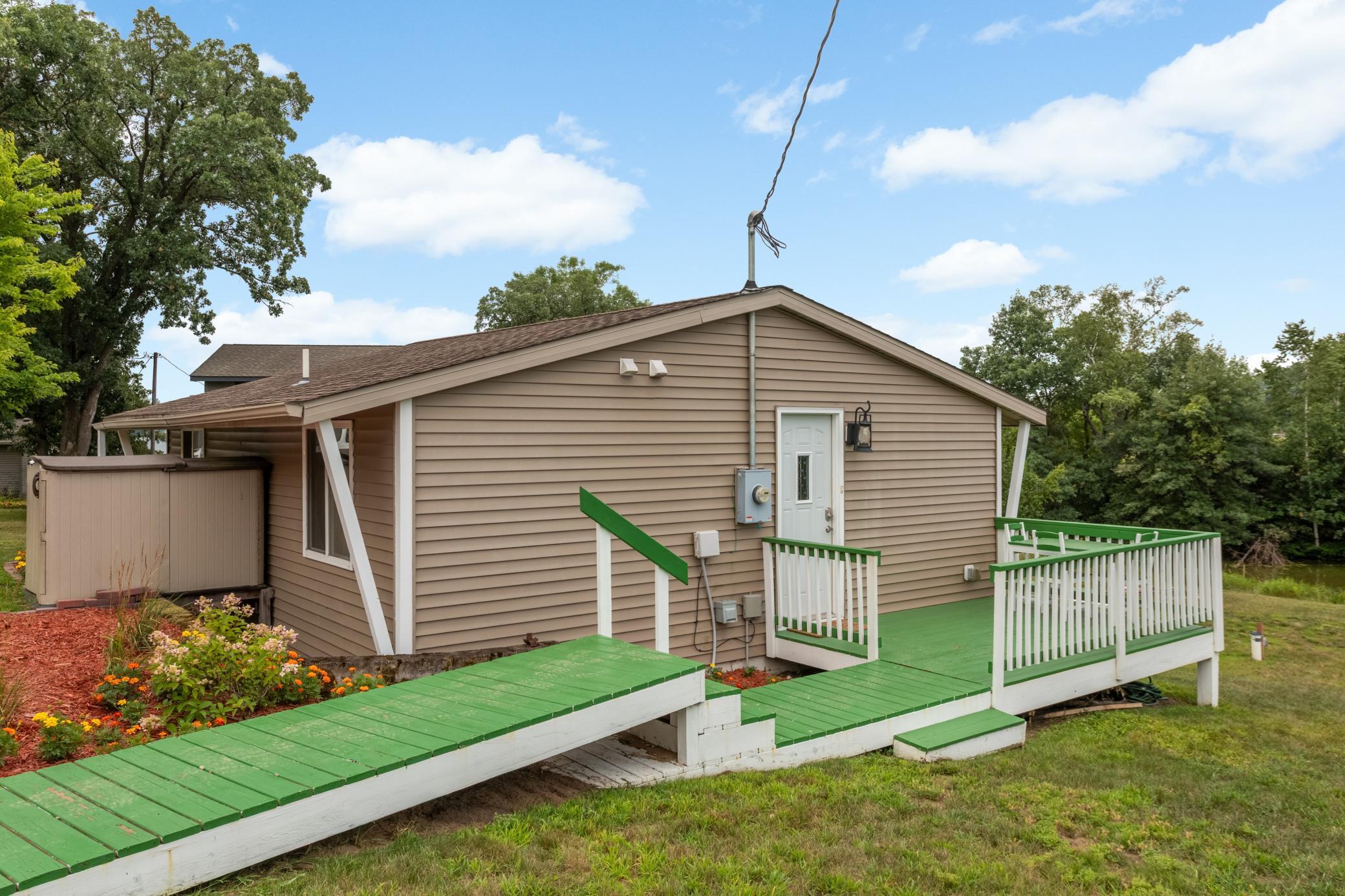 Deck walkway from gravel parking to the front door and deck.
