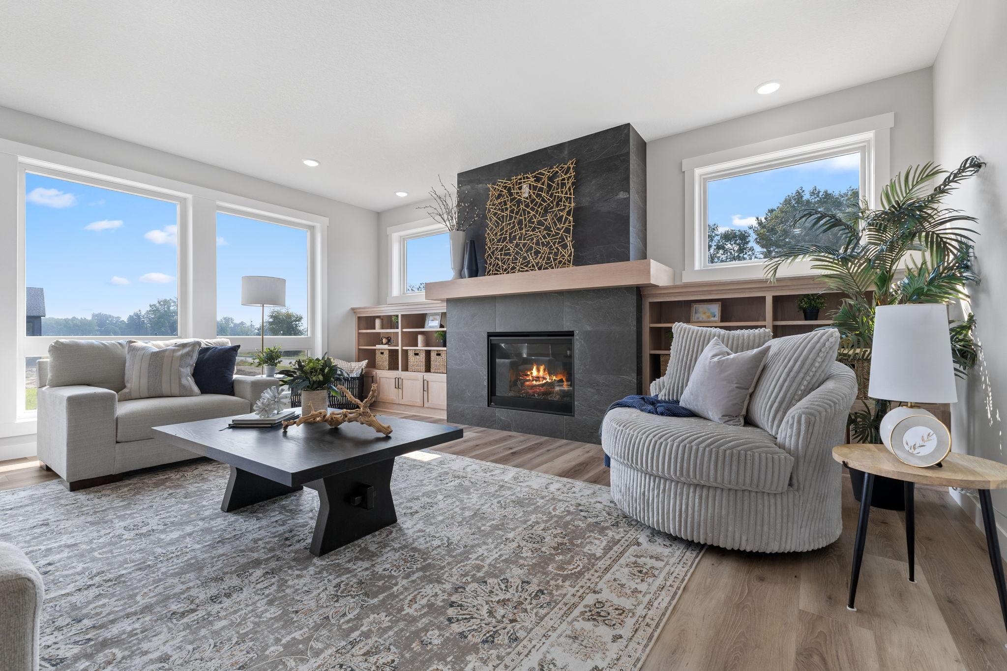 Gas Fireplace with Tile Surround