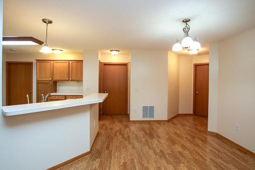 Dining area is bright and spacious