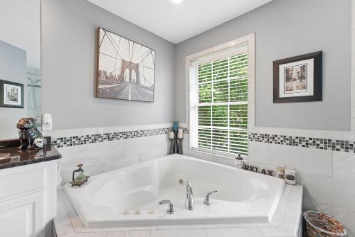 Enjoy a spa like jacuzzi tub at the end of the day.