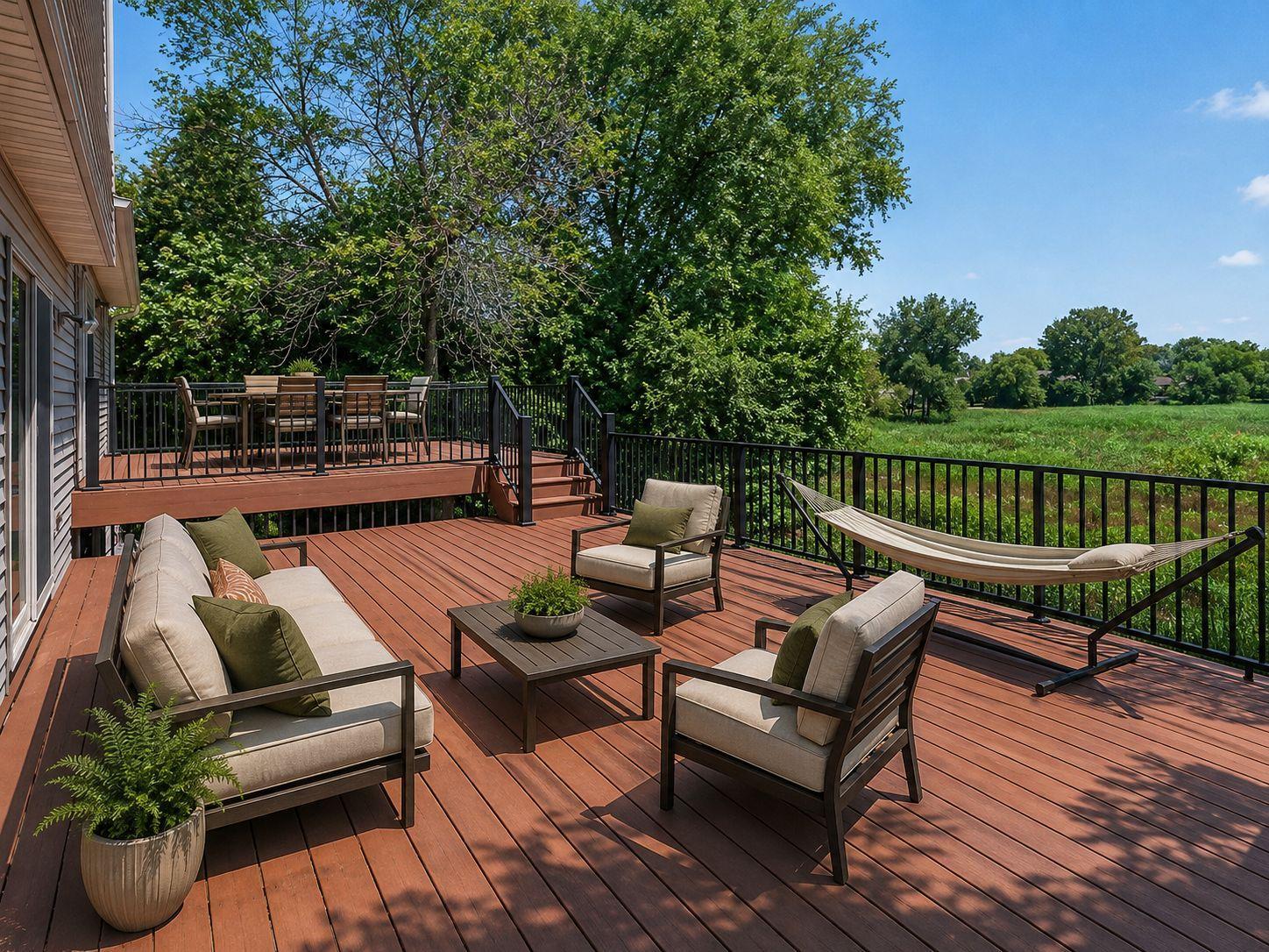 AI virtually staged to illustrate potential outdoor furniture placement.