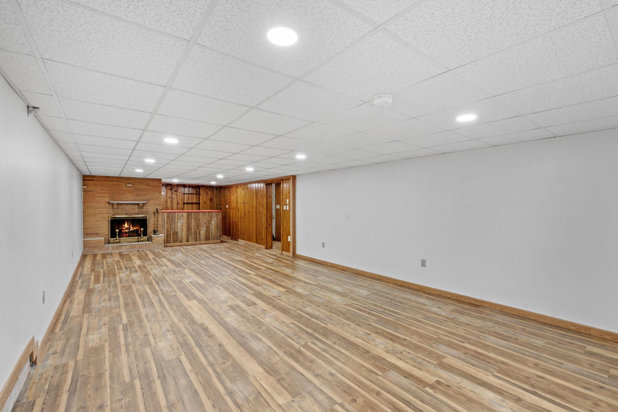 lower level bar with fireplace - secret door behind bar to 2nd kitchen