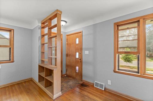 Classic built-in shelving offers ready-made display and storage space.