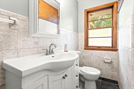 Updated bathroom with tile floors