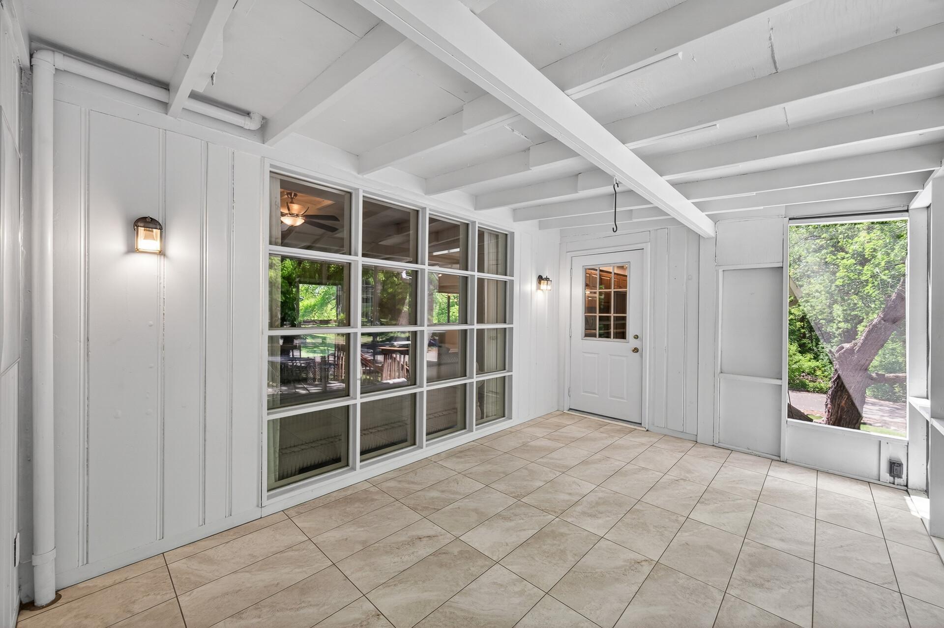 Three Season Porch, view into Family room