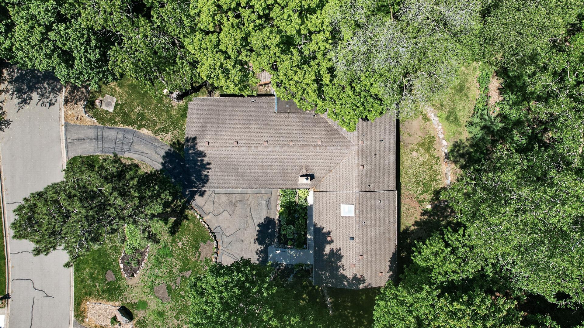 Aerial Overhead view of home and .71 ace lot