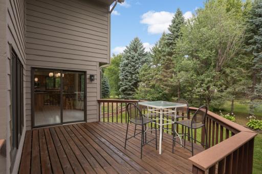 Large, and recently-stained deck off the kitchen