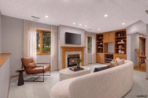Lower level family room - virtually staged