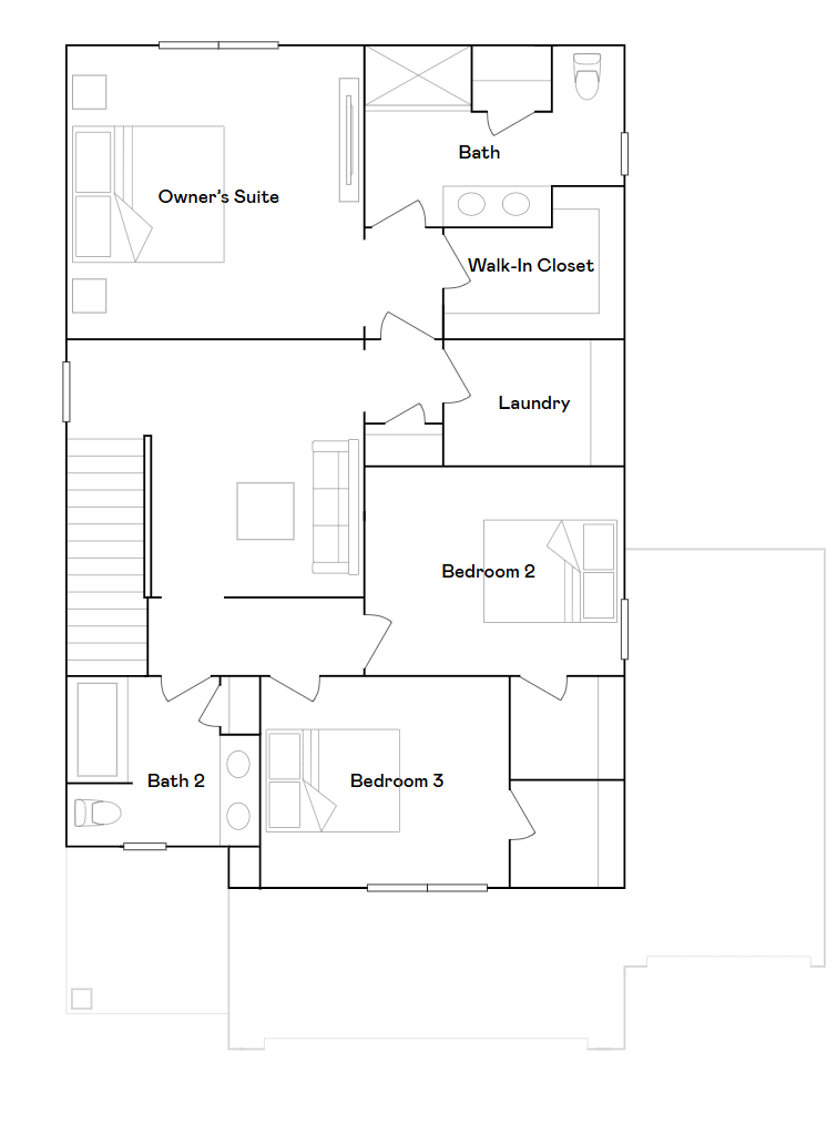 Upper level floor plan.