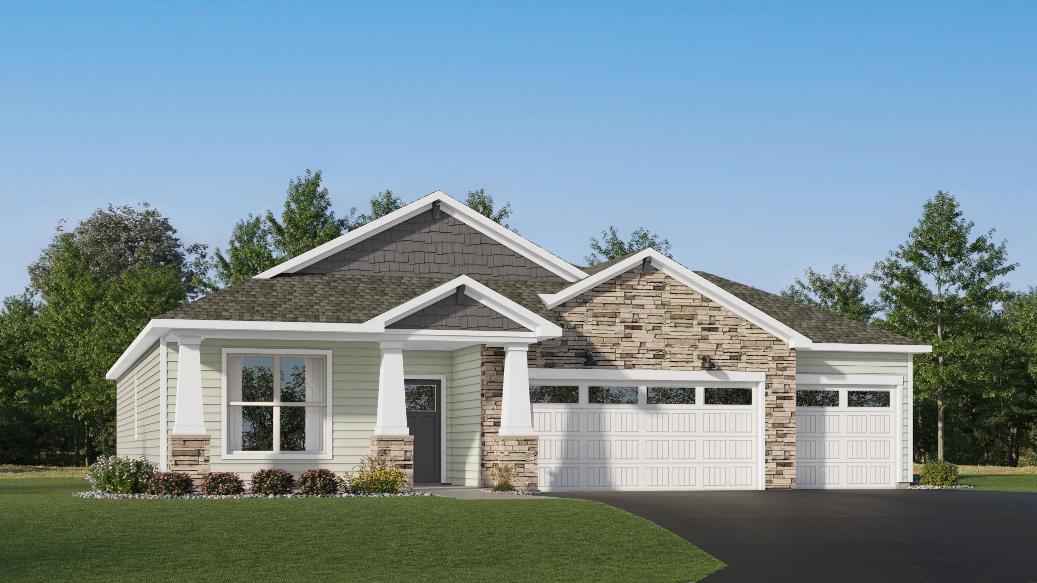 (Exterior rendering, actual home's finishes will vary.)