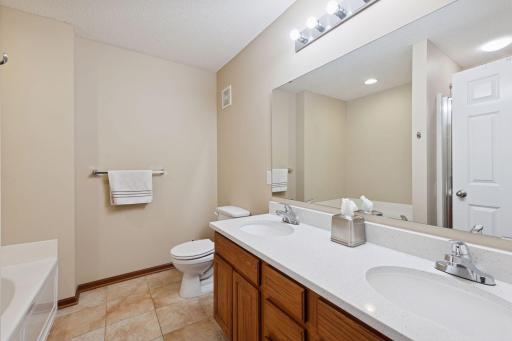 Primary Bath with double vanity and separate shower/tub