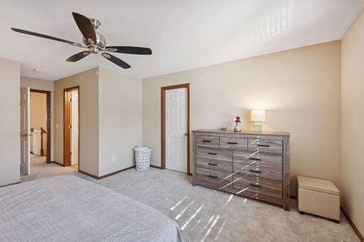 Primary bedroom has a walk in closet and large primary bath suite