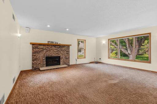 Gas fireplace in the main level family room