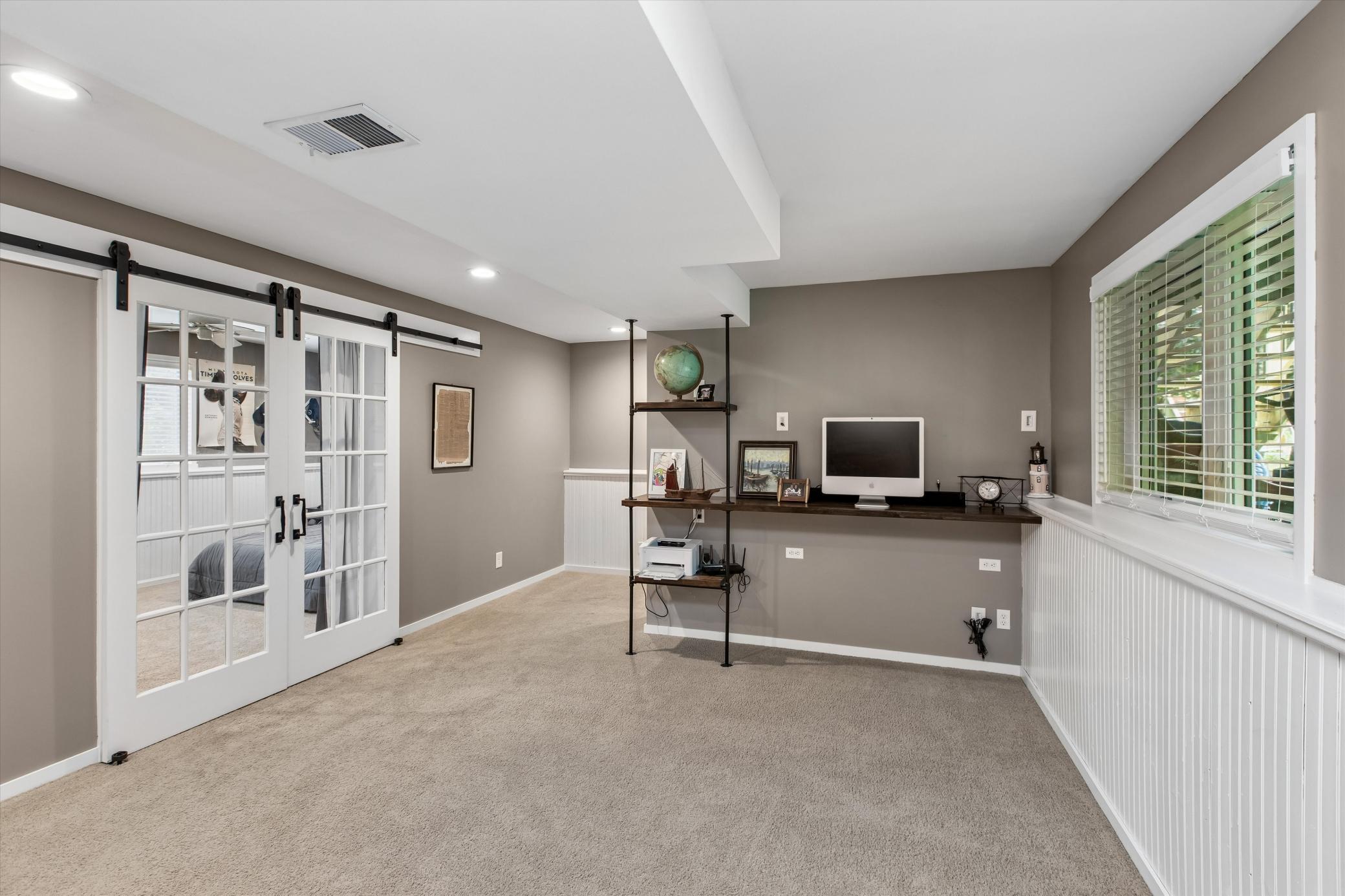 Ample space to gather in lower-level family room